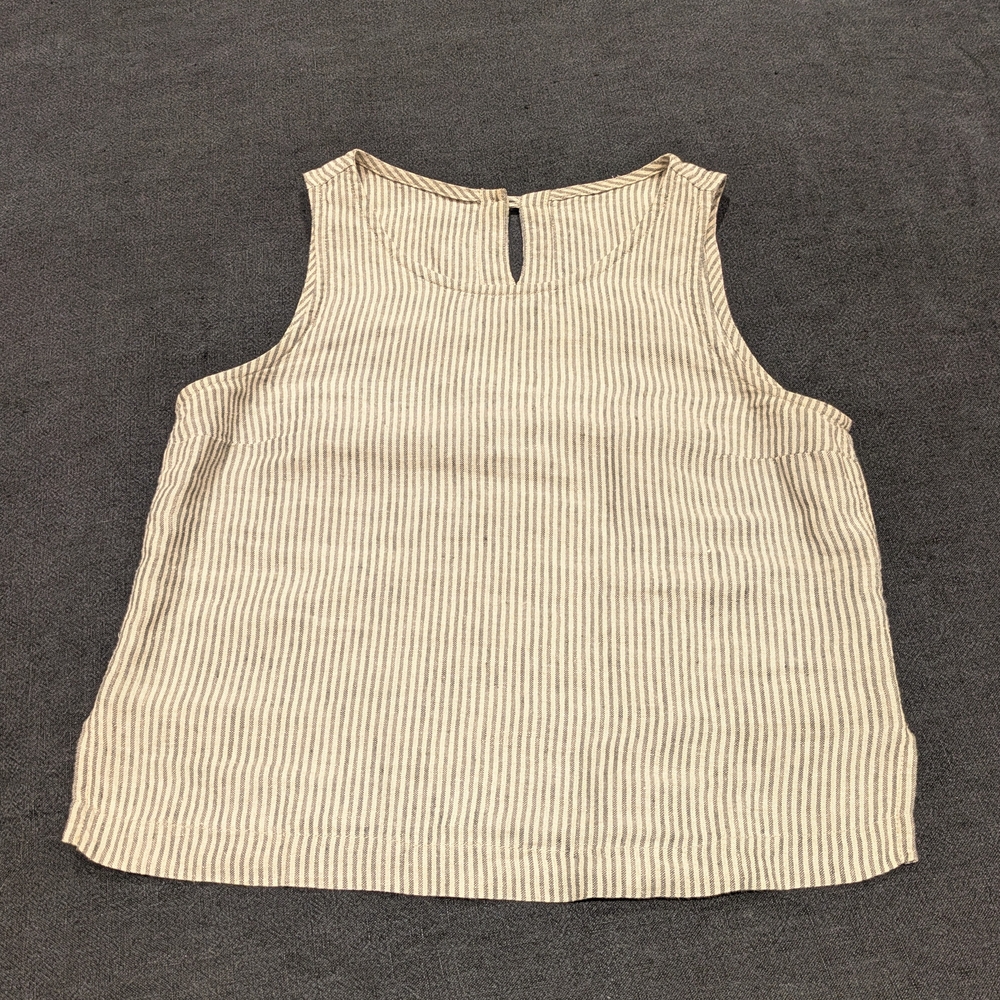 notPERFECTLINEN Bay Cropped Striped Tank Top - Small